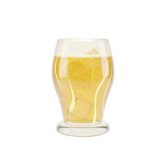 A Refreshing Cold Yellow Drink With Lemon Slices And Ice Cubes Isolated On A Transparent Background With Bubbles Floating