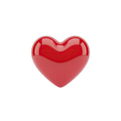 A Shiny Red Heart Symbol Rendered in 3D with a Glossy Finish Against a Transparent Background