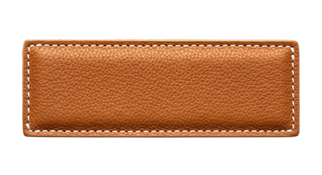 Blank Brown Leather Label With White Stitching On Black
