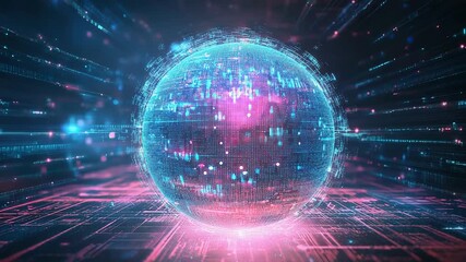 Digital globe sphere displaying global data network connection - Powered by Adobe