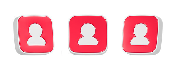 3d rendering icon profile in red color