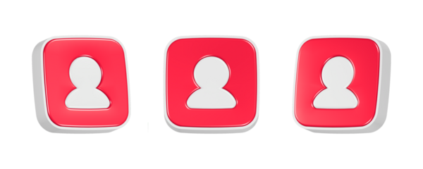 3d rendering icon profile in red color