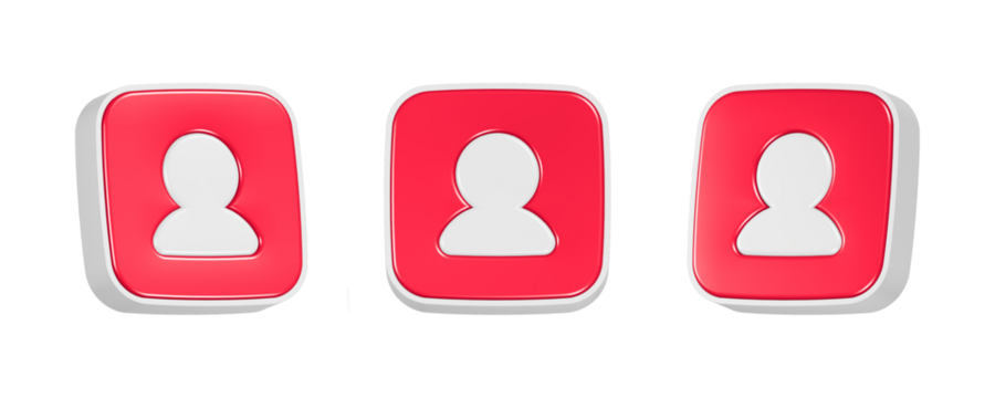 3d rendering icon profile in red color