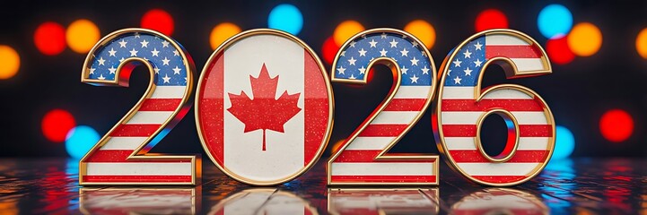 2026 design with usa and canada flags for patriotic celebration
