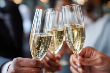 Obraz premium People toasting with champagne at elegant celebration