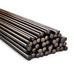 Close-Up View of Long Steel Rods Stacked Neatly in a Warehouse Environment