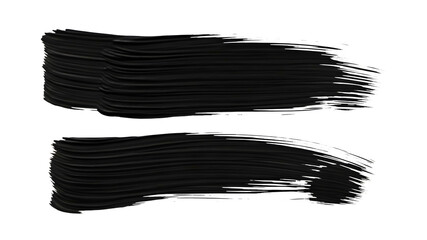 Two textured black brush strokes create an abstract design on transparent background
