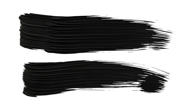 Two textured black brush strokes create an abstract design on transparent background