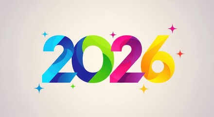 2026 New Year number, geometric colorful logo card, New Year 2026 banner