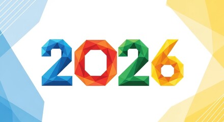 2026 New Year number, geometric colorful logo card, New Year 2026 banner