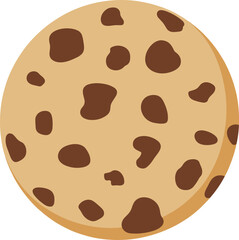 Round Chocolate Chip Cookie with Dark Brown Chips on White Background baked
