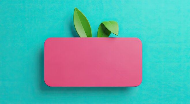 Delightful Easter surprise with vibrant pink banner and playful bunny ears on a trendy turquoise background perfect for your spring marketing campaigns - Powered by Adobe