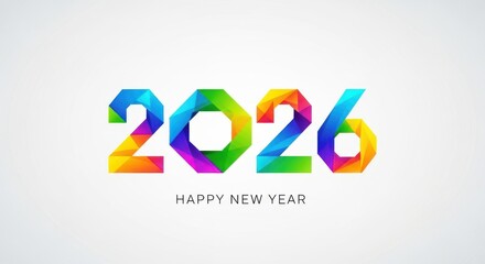 2026 New Year number, geometric colorful logo card, New Year 2026 banner