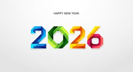 2026 New Year number, geometric colorful logo card, New Year 2026 banner