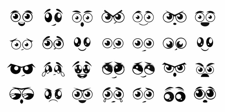 Collection of cartoon eye expressions and emotions for character design and animation