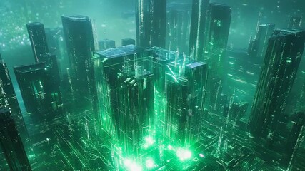 Futuristic cityscape transmitting digital data network concepts - Powered by Adobe