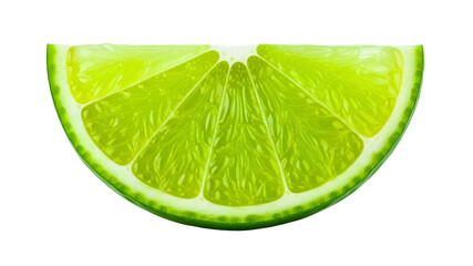Fresh and vibrant lime wedge displaying juicy texture on transparent background
