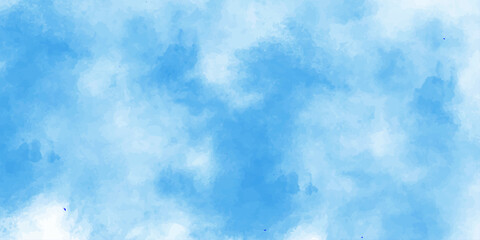 Beautiful abstract blue sky with white fluffy cumulus clouds on a clear summer day background