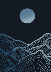 Abstract mountain. Creative minimalist modern line art print. Abstract contemporary aesthetic backgrounds landscapes. with mountain, forest, hill, sea, wave