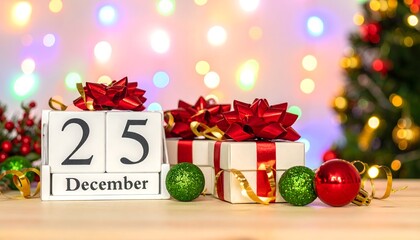 Festive Christmas day calendar with colorful lights and decorations high resolution image