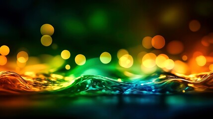 Colorful Waves with Bokeh Lights Creating a Vibrant Abstract Background