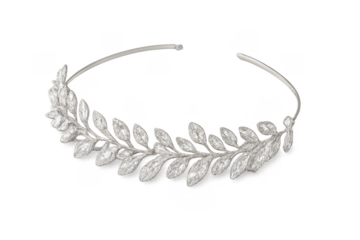 Wedding bridal silver tiara laurel wreath headband