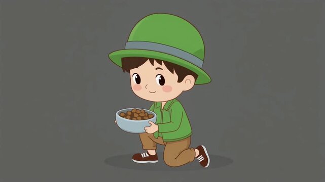 little boy in a cap and t shirt