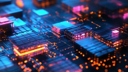 Digital circuit board processing data forming a network - Powered by Adobe