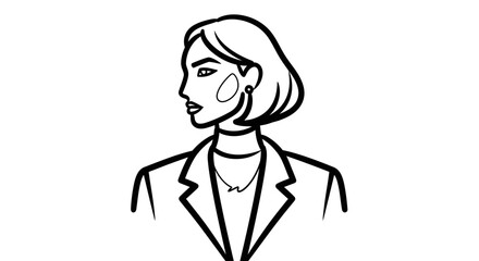Elegant woman in a blazer minimalist line art illustration perfect for fashion and beauty designs