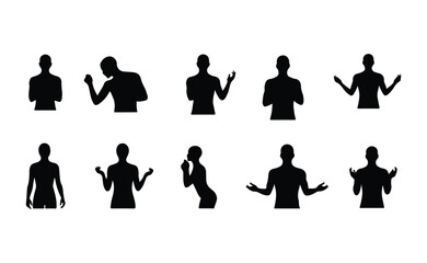 Human silhouettes displaying diverse gestures and body language