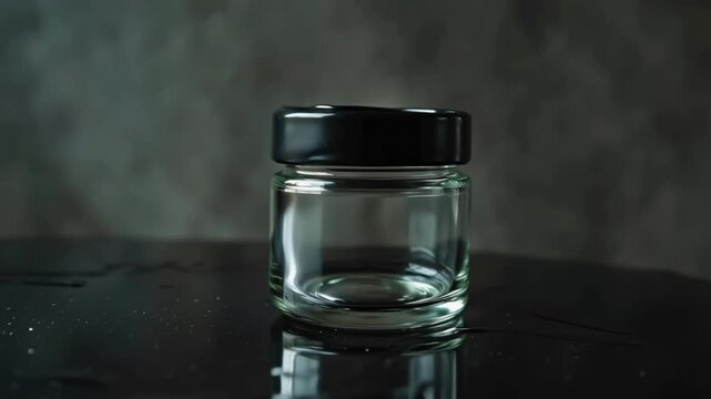 Empty Glass Jar Mockup Small Container with Black Lid