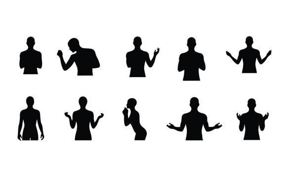 Human silhouettes displaying diverse gestures and body language