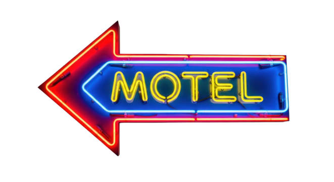 Neon Motel Sign: A Retro Roadside Attraction. - Powered by Adobe