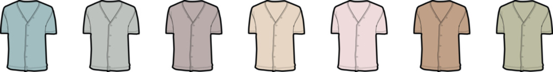 Colorful collection of different colored polo shirts illustrations - ideal for fashion designs and apparel concepts