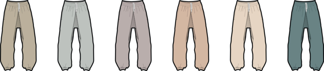 Collection of Various Colored Jogging Pants for Fashion and Clothing Design Purposes