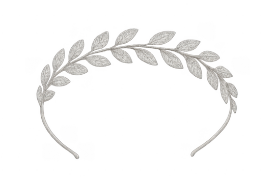 Silver laurel wreath headband celebrating victory and achievement
