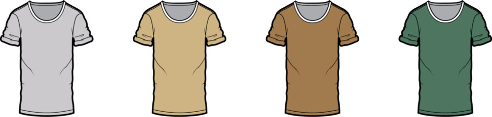 Various colorful t-shirt designs showcasing a range of neutral and earthy tones, perfect for fashion concepts