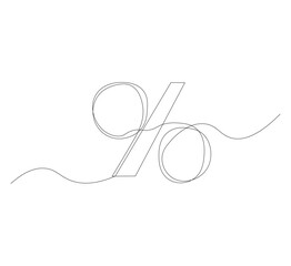 Linear background of vector percent signs. white background,One continuous line drawing of percent sign. Vector illustration. Isolated linear percent icon