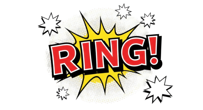 Vibrant Comic Style Ring Sound Effect Illustration.