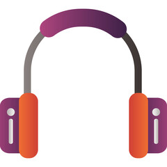 Purple and Orange Over Ear Headphones with Gradient Colors and Transparent Background Isolated Digital Illustration