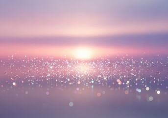 Stunning sunrise with dreamy bokeh lights casting a magical glow over soft pink and purple hues, perfect for backgrounds, invitations, and calming visuals