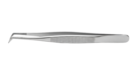 Medical angled tweezers for precise handling and manipulation of small objects.