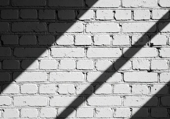 Stylish white brick wall with dramatic shadows for modern interiors and trendy designs, a versatile backdrop for creative projects or artistic expression