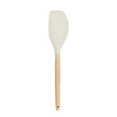 Silicone kitchen spatula with wooden handle isolated on white background