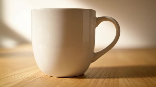 White Mug on Wood Table Coffee Cup, Tea, Drink, Simplicity