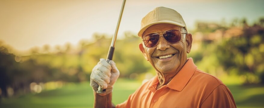 The Senior Golfer Enjoying a Sunny Afternoon on a Lush Golf Course
