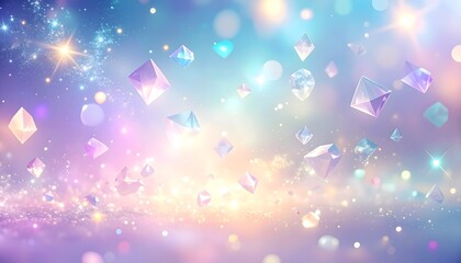 Floating Prismatic Crystals and Magical Bokeh Background