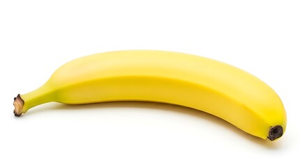 Single banana isolated on white background