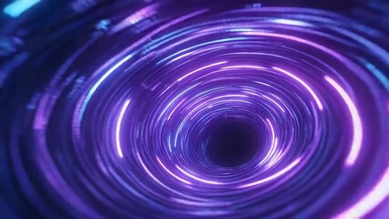 Abstract spiral light vortex tunnel featuring glowing neon lines - Powered by Adobe