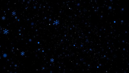Fototapeta premium Blue Snowfall and Glowing Particle Abstract Background